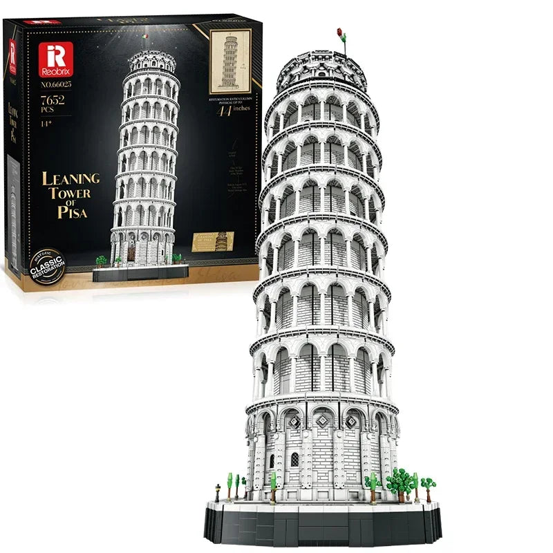 Reobrix 66025 Torre di Pisa pendente Scala 1:50 Modulare 110CM Scatola 7652PCS