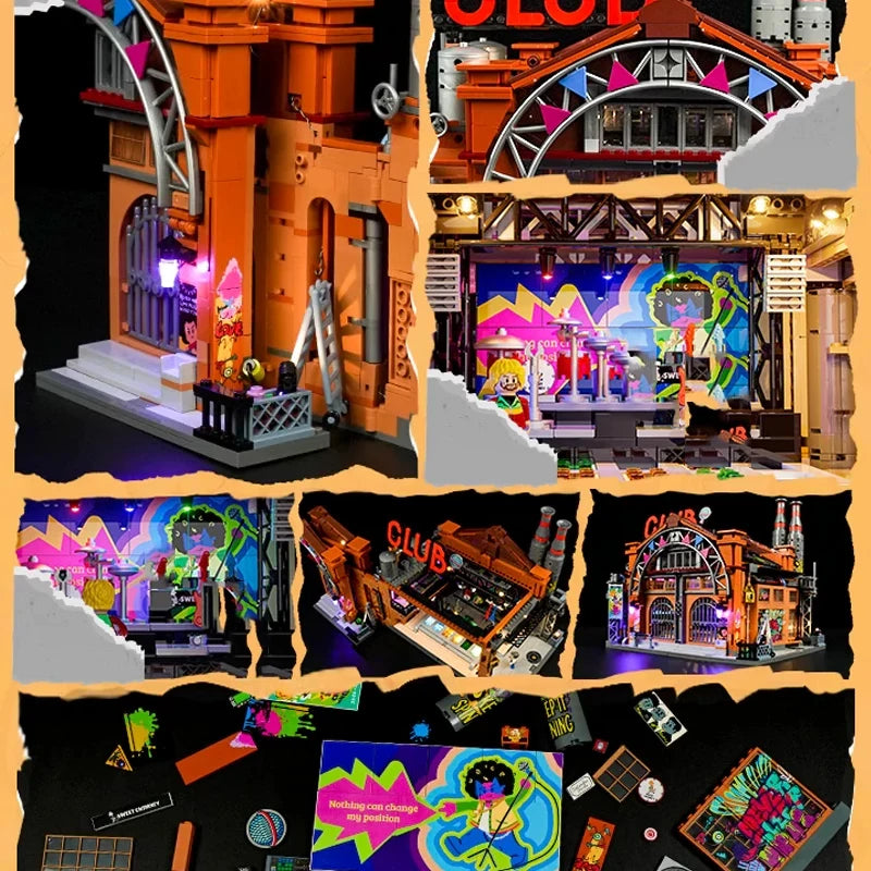 Funwhole F9068 Club Discoteca in Vecchia fabbrica edificio modulare con LUCI LED e Scatola 2654PCS