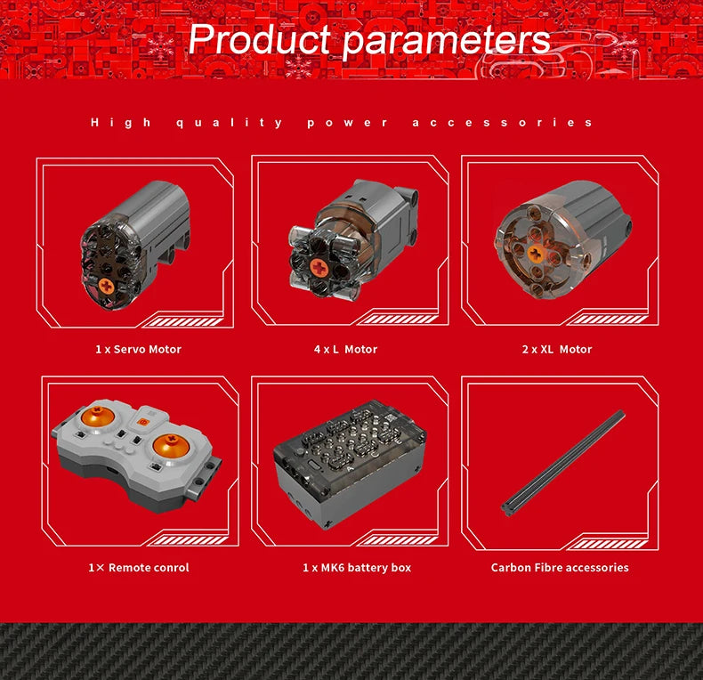 Mould King 13190 Technic APP & RC Red Lykan 4070 PCS Scatola e motore