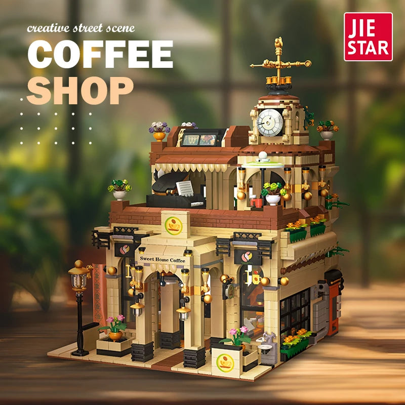 Jiestar 89120 Caffetteria Bar Negozio del caffè Edificio Modulare con Luci Led 2987PCS