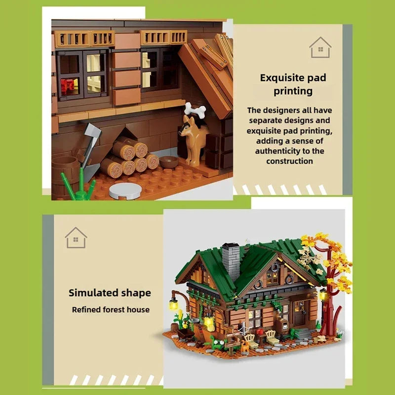 XMORK 1004 Baita nella Foresta Casa di montagna Modulare Con Luci e Scatola 2234PCS