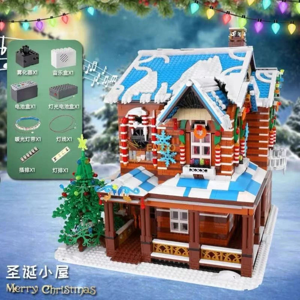 MOC 16011 Casa di Babbo Natale, casa nella Foresta edificio modulare Con Luci 3693PCS