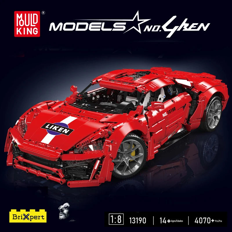 Mould King 13190 Technic APP & RC Red Lykan 4070 PCS Scatola e motore