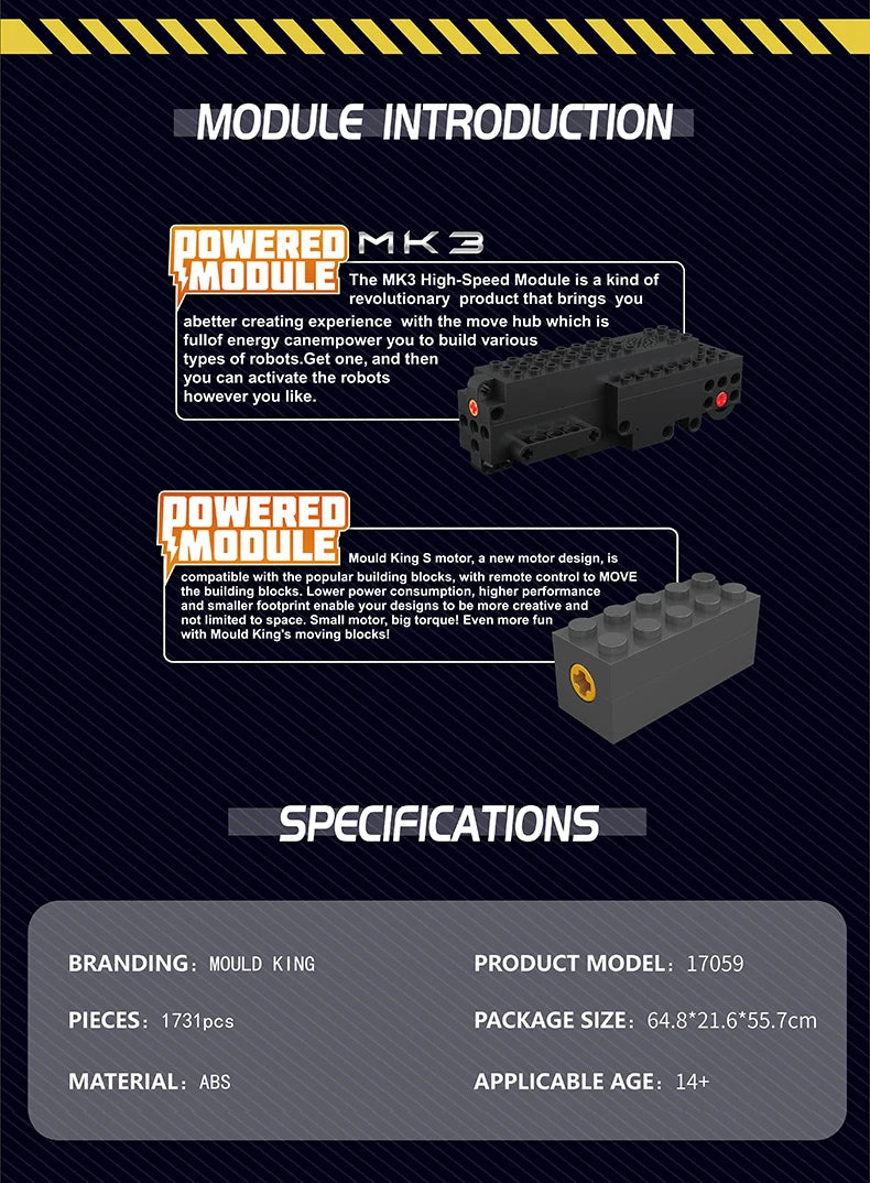 Mould King 17059 GRU Technic APP&RC Scatola e motore 1731PCS
