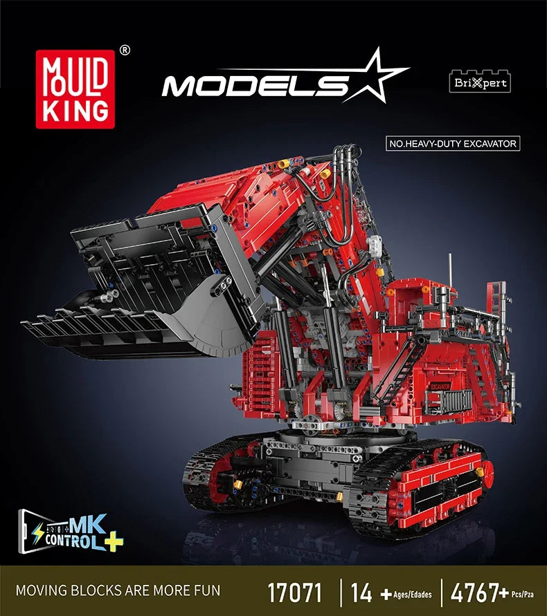 Mould King 17070/17071 Technic Radiocomandato rol R9800 Escavatore Ruspa Bulldozer Rosso o Giallo