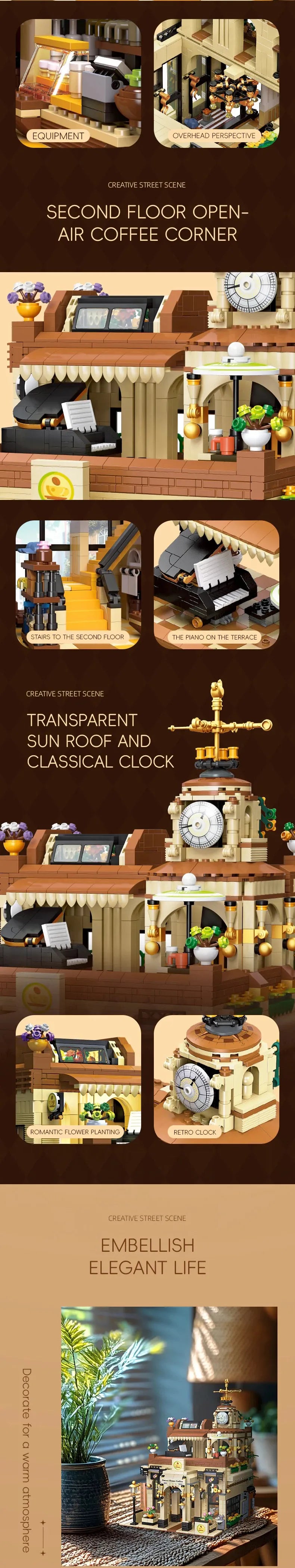 Jiestar 89120 Caffetteria Bar Negozio del caffè Edificio Modulare con Luci Led 2987PCS