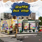FunWhole F9066 Fermata del Bus con graffiti Modulare con luci LED e scatola 514PCS