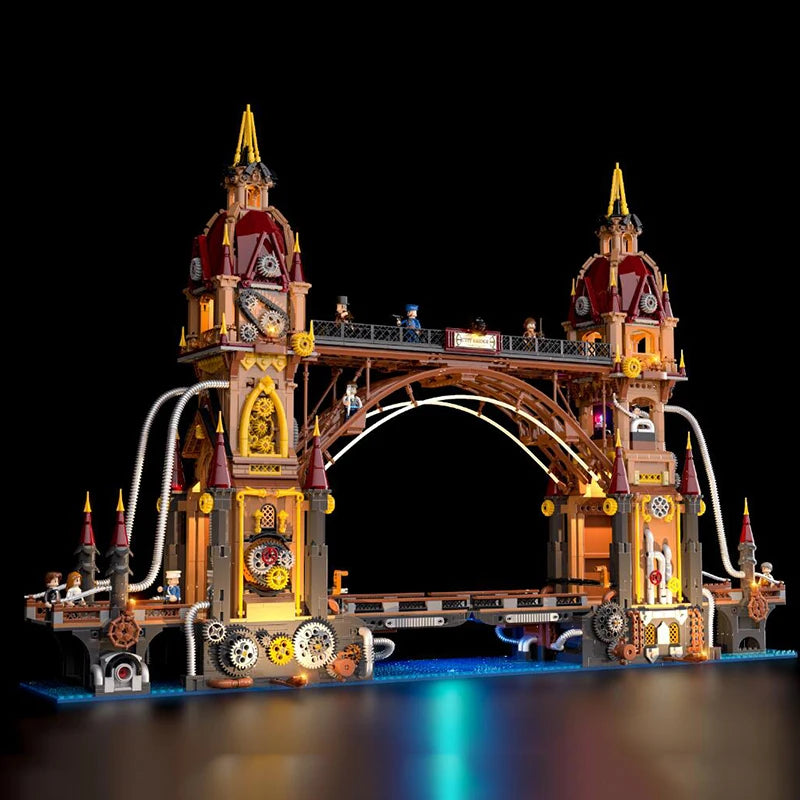 Funwhole F9047 Steampunk Ponte Basculante modulare con 9 minifigures LUCI LED e Scatola 3170 PCS