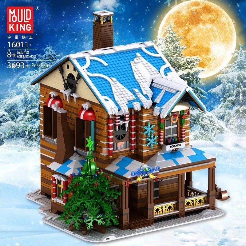 MOC 16011 Casa di Babbo Natale, casa nella Foresta edificio modulare Con Luci 3693PCS