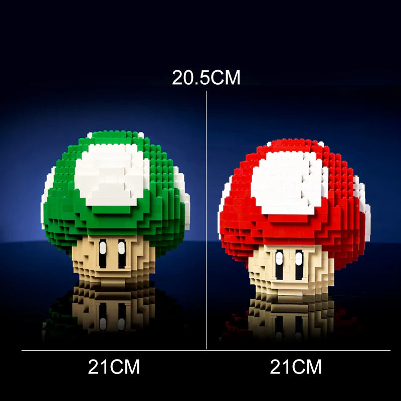 GoBrick MOC 0000010-0000011 Super Mario Bros Fungo 1-UP Fungo Verde e Super Fungo Rosso 783PCS
